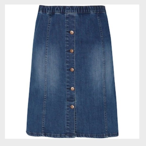 ellos Dresses & Skirts - ELLOS Denim Jean Skirt Button Front Stretch 26